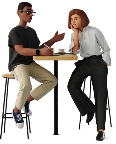 un homme et une femme qui travaillent sur une table